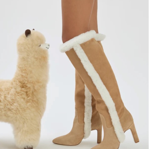 Cindy Hi Faux Fur Boot In Peanut Suede and Natural Shearling -Size 8.5 - Picture 11 of 11